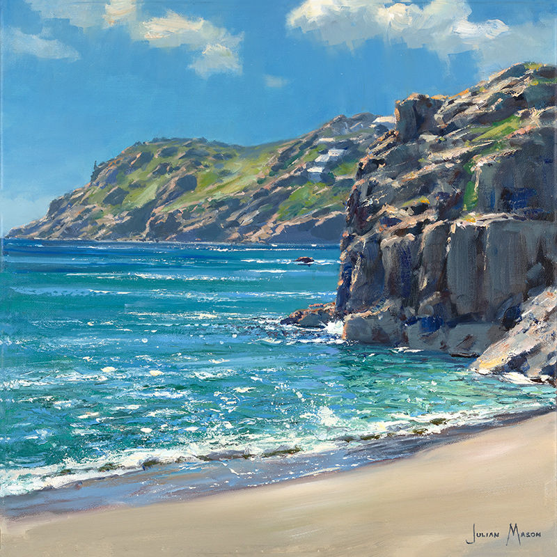 Julian Mason, Original oil painting on canvas, Mynack from Porthcurno