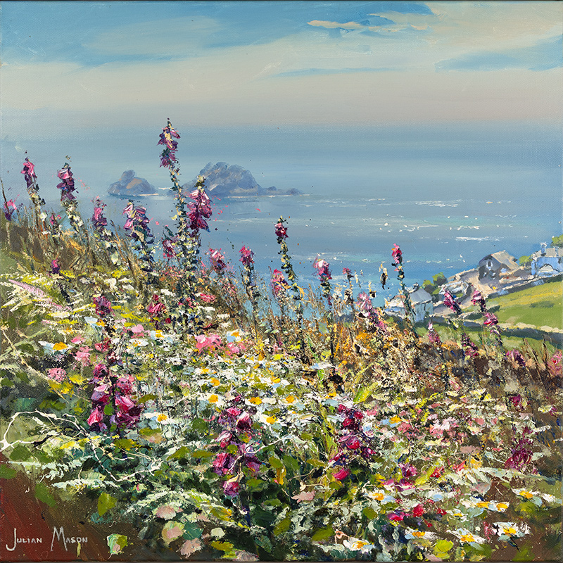 Julian Mason, Original oil painting on canvas, Above Cape Cornwall, St Just