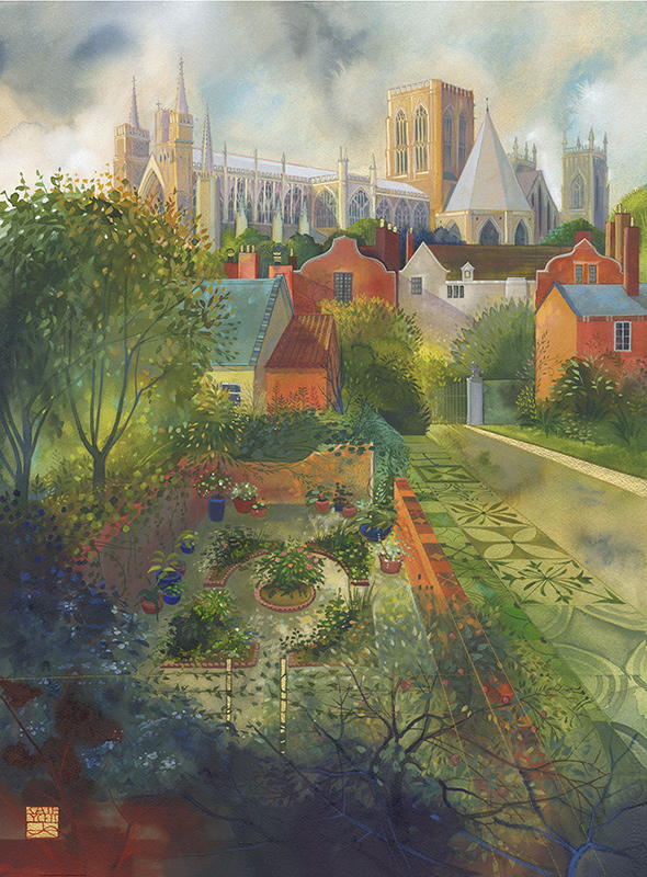 Kate Lycett, Signed limited edition print, Minster Gardens