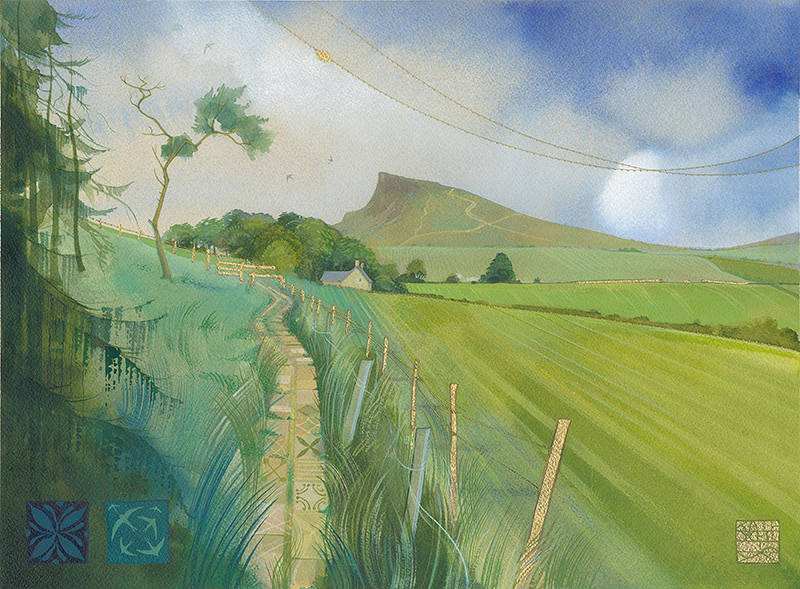 Kate Lycett, Signed limited edition print, Swifts at Roseberry Topping
