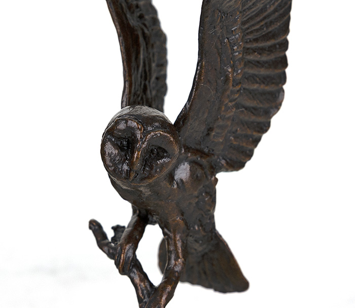 Keith Sherwin, Bronze, Barn Owl with Pinecones