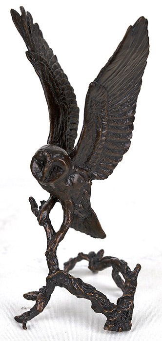 Keith Sherwin, Bronze, Barn Owl with Pinecones