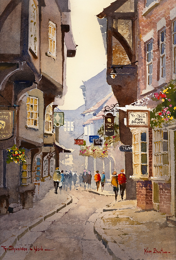Ken Burton, Watercolour, The Shambles, York