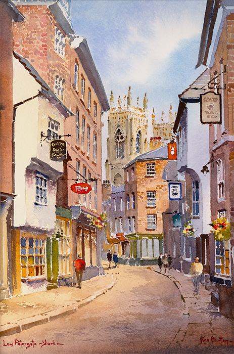 Ken Burton, Watercolour, Low Petergate, York
