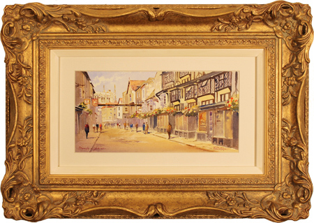 Ken Burton, Watercolour, Stonegate, York, click to enlarge