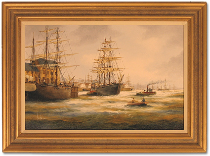 Ken Hammond, Original oil painting on canvas, East Coast Fishing Scene, click to enlarge