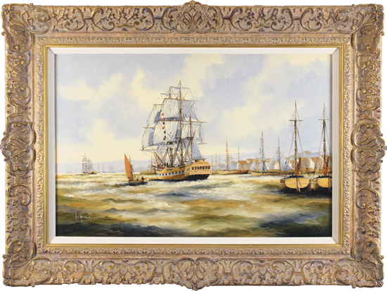 Ken Hammond, Original oil painting on canvas, Fishing off the East Coast, click to enlarge