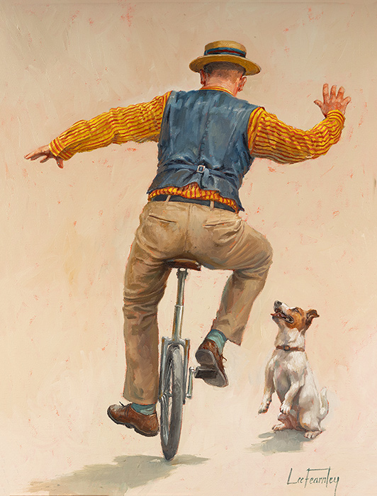Lee Fearnley, Original oil painting on canvas, The Unicyclist