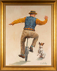 Lee Fearnley, Original oil painting on canvas, The Unicyclist