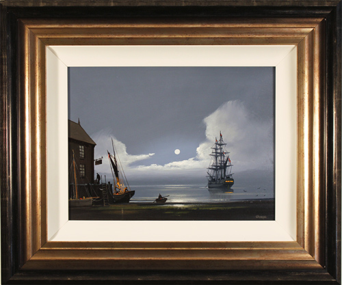 Les Spence, Original oil painting on canvas, Waiting in Harbour, click to enlarge