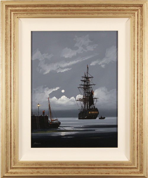 Les Spence, Original oil painting on canvas, Moored in Whitby Harbour, click to enlarge