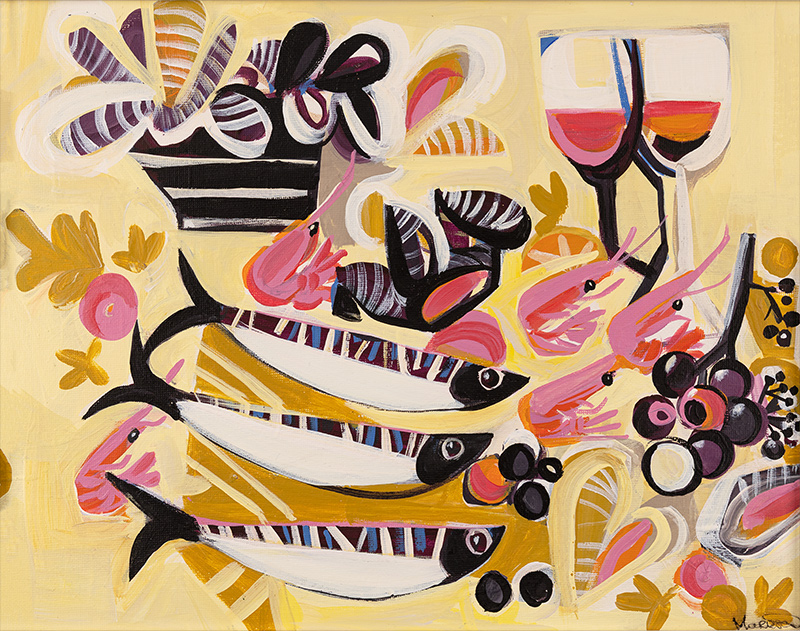 Marissa Weatherhead, Original acrylic painting on board, Summer and Seafood