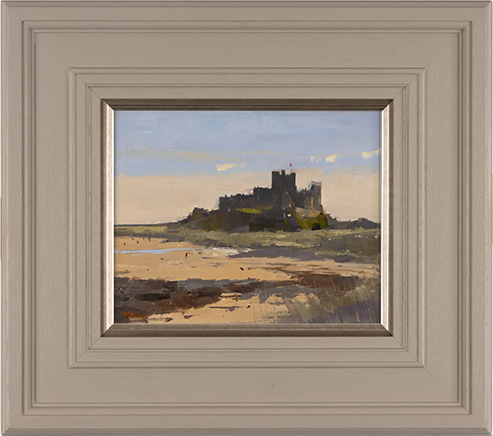 Michael John Ashcroft, ROI, Original oil painting on panel, Autumn Feels, Bamburgh Castle