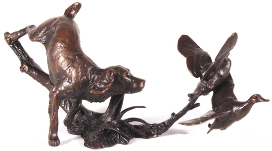 Michael Simpson, Bronze, Cocker Spaniel with Ducks, click to enlarge