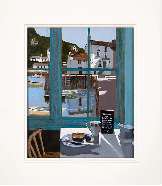 Mike Hall, Original acrylic painting on board, Café Polperro