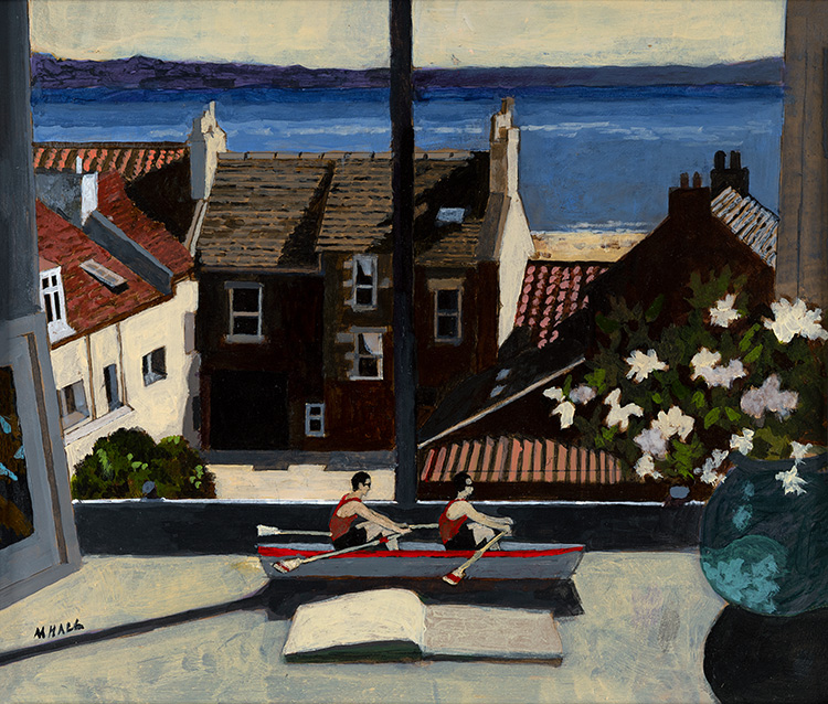 Mike Hall, Original acrylic painting on board, Practice Rowing