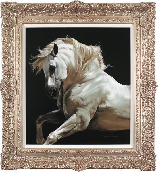 Natalie Stutely, Original oil painting on panel, Andalusian Stallion, click to enlarge