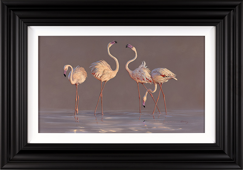 Natalie Stutely, Original oil painting on panel, Greater Flamingo