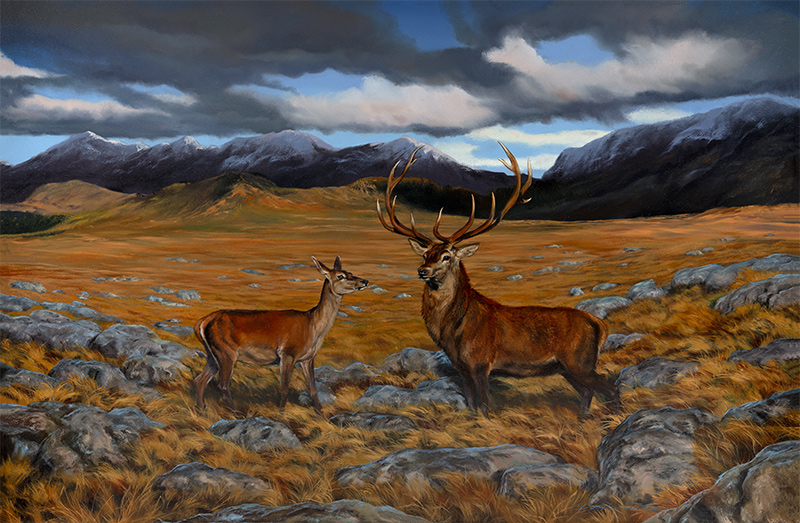 Natalie Stutely, Original oil painting on panel, Autumn in Glen Etive