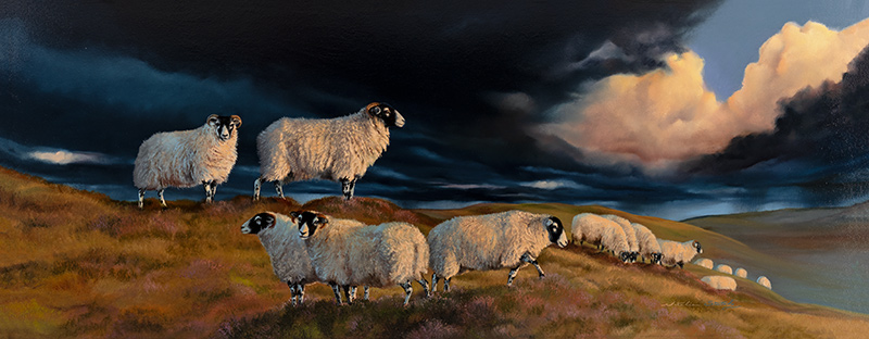 Natalie Stutely, Original oil painting on panel, Swaledale on the Moor