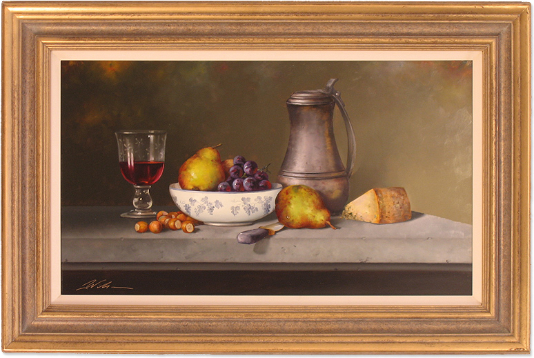 Paul Wilson, Original oil painting on canvas, Cheese and Wine 30x20ins ...