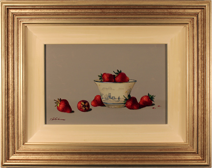 Paul Wilson, Original oil painting on panel, Strawberries, click to enlarge