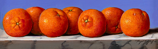 Raymond Campbell, Original oil painting on panel, Oranges