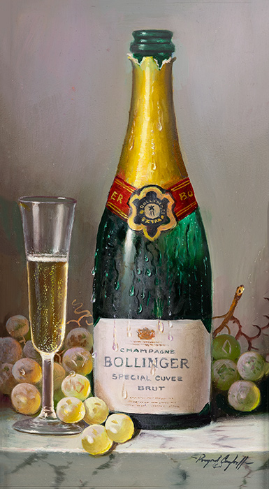 Raymond Campbell, Original oil painting on panel, A Raised Glass