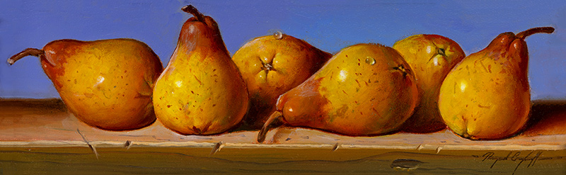 Raymond Campbell, Original oil painting on panel, Pears