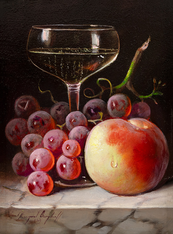 Raymond Campbell, Original oil painting on panel, Still Life with Fruit