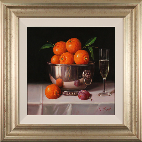 Raymond Campbell, Original oil painting on panel, Bowl of Oranges