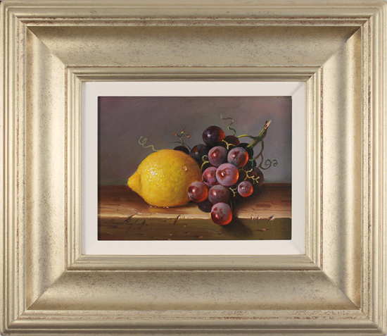 Raymond Campbell, Original oil painting on panel, Lemon and Grapes