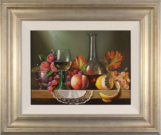 Raymond Campbell, Original oil painting on panel, Fruits and Fine Wine, click to enlarge