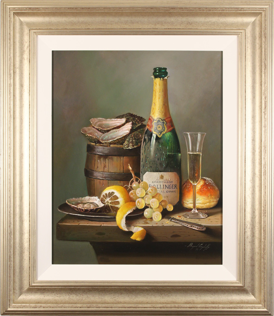 Raymond Campbell, Original oil painting on panel, Champagne Indulgence, click to enlarge