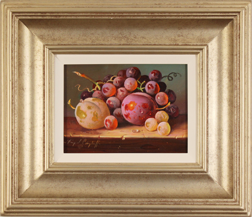 Raymond Campbell, Original oil painting on panel, Plums and Grapes, click to enlarge