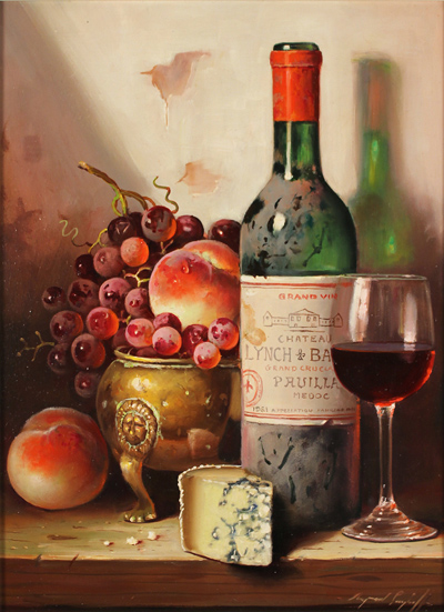 Raymond Campbell, Original oil painting on panel, Grand Vin Chateau ...