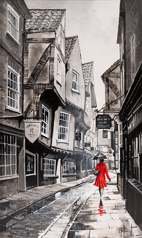Richard Telford, Original oil painting on panel, Quiet of the Shambles, York
