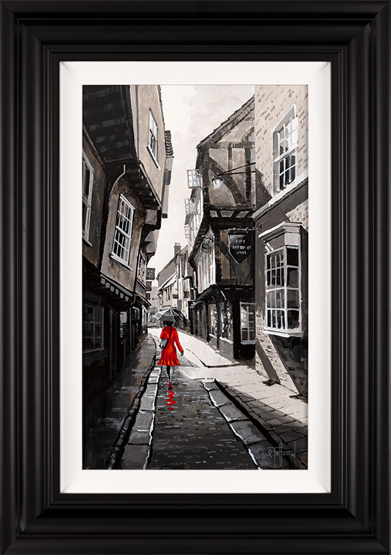 Richard Telford, Original oil painting on panel, Rain on The Shambles