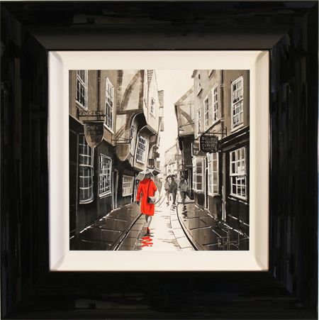 Richard Telford, Original oil painting on panel, Red Coat on the Shambles, click to enlarge