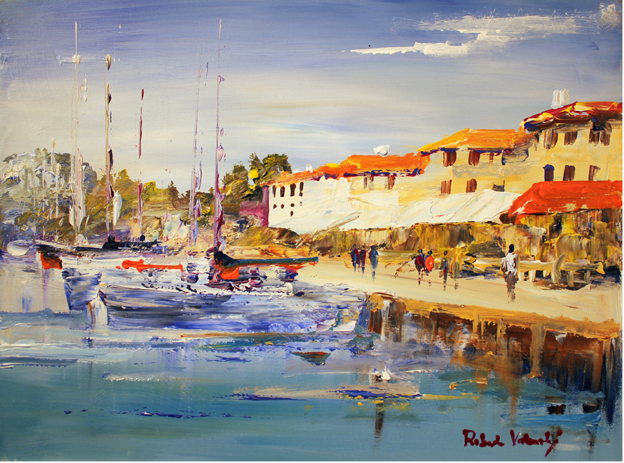 Roberto Luigi Valente, Original acrylic painting on board, Harbour ...