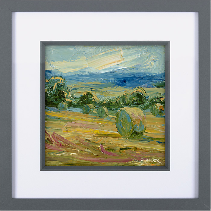 Rupert Aker, Original oil painting on paper, Harvest Bales
