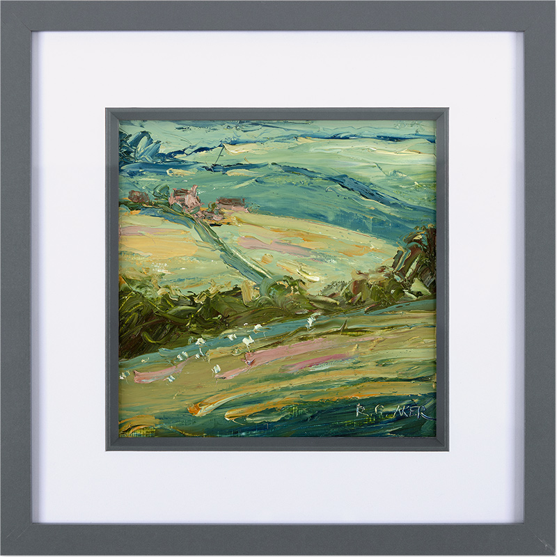 Rupert Aker, Original oil painting on paper, Farm on the Hill