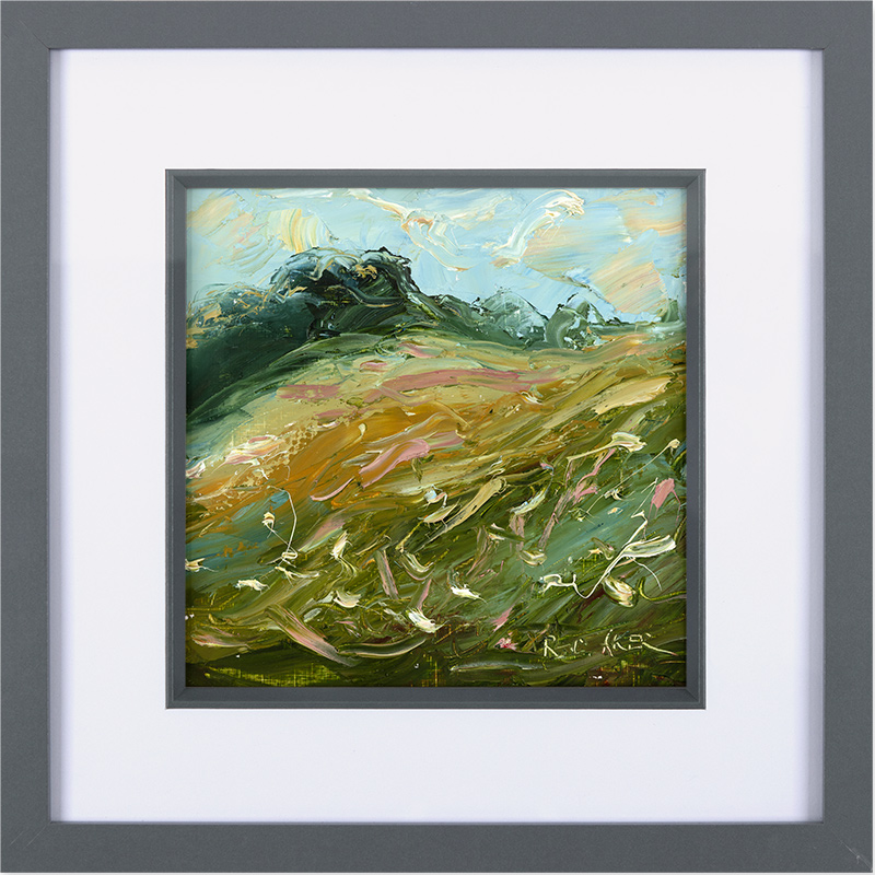 Rupert Aker, Original oil painting on paper, Sheep on the Hill