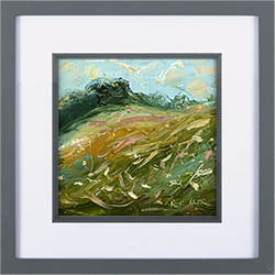 Rupert Aker, Original oil painting on paper, Sheep on the Hill