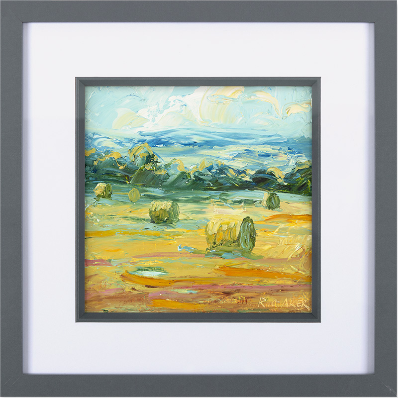 Rupert Aker, Original oil painting on paper, Summer Bales