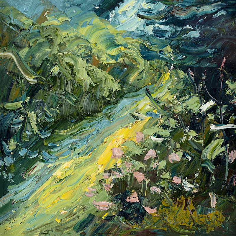 Rupert Aker, Original oil painting on paper, Garden Path