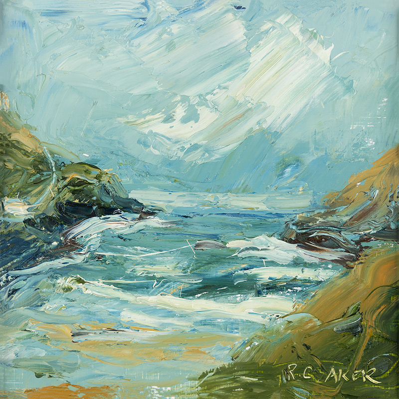 Rupert Aker, Original oil painting on paper, Port Gaverne