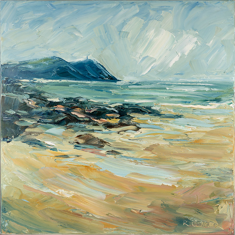 Rupert Aker, Original oil painting on canvas, Polzeath Beach
