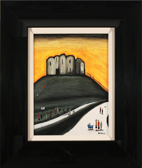 Sean Durkin, Original oil painting on panel, Sunset at Clifford's Tower, York