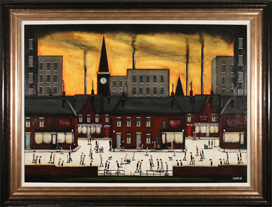 Sean Durkin, Original oil painting on panel, Sunset at the Factory